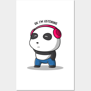 cute animal friendly panda Posters and Art